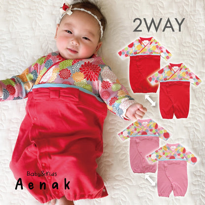 日本直送｜Aenak 菊紋嬰兒和服連體服