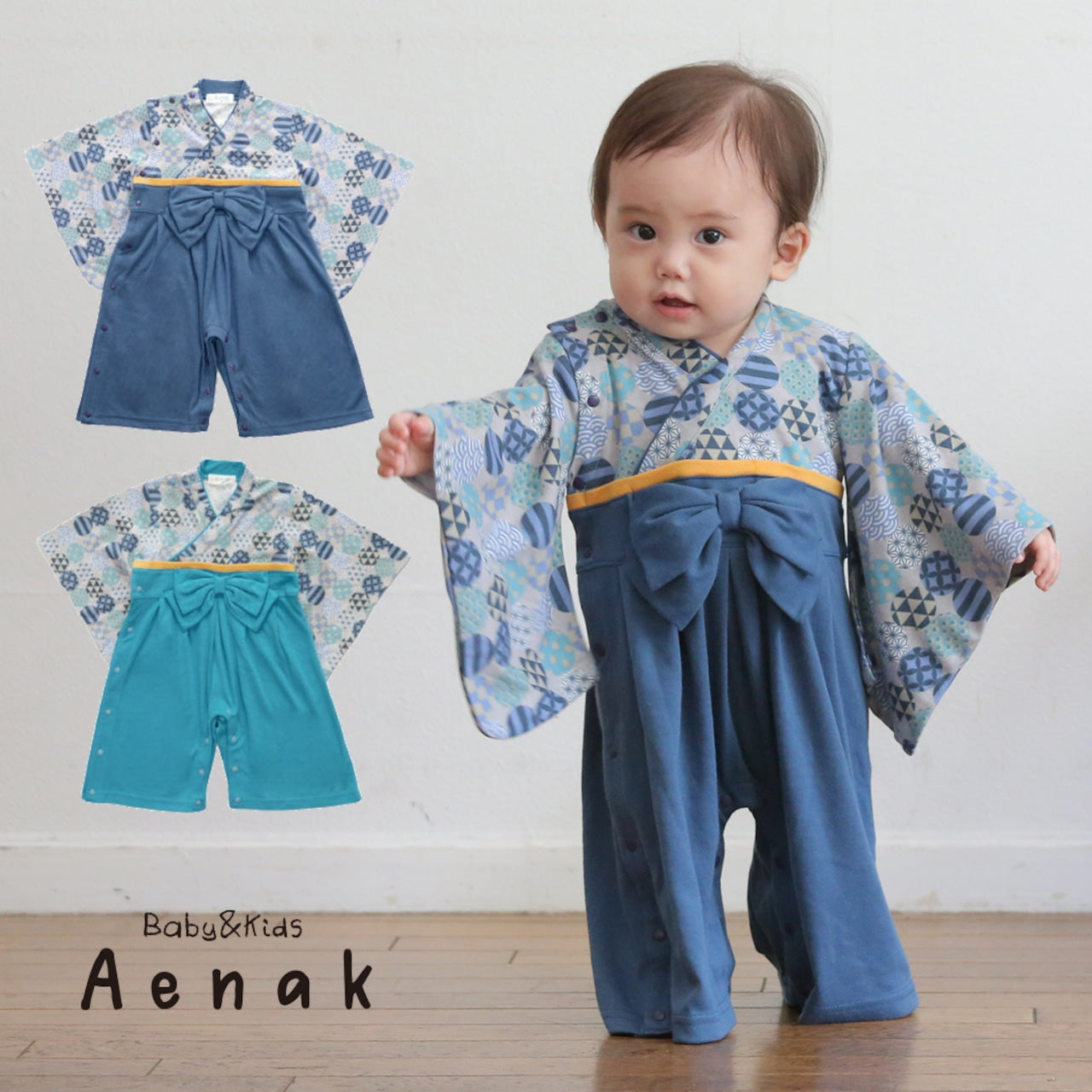 日本直送｜Aenak 圓形花紋和服連體褲