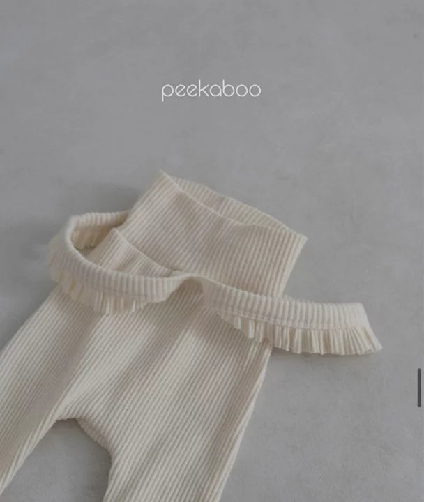 ᴘ ᴇ ᴇ ᴋ ᴀ ʙ ᴏ ᴏ 荷葉邊羅紋緊身褲